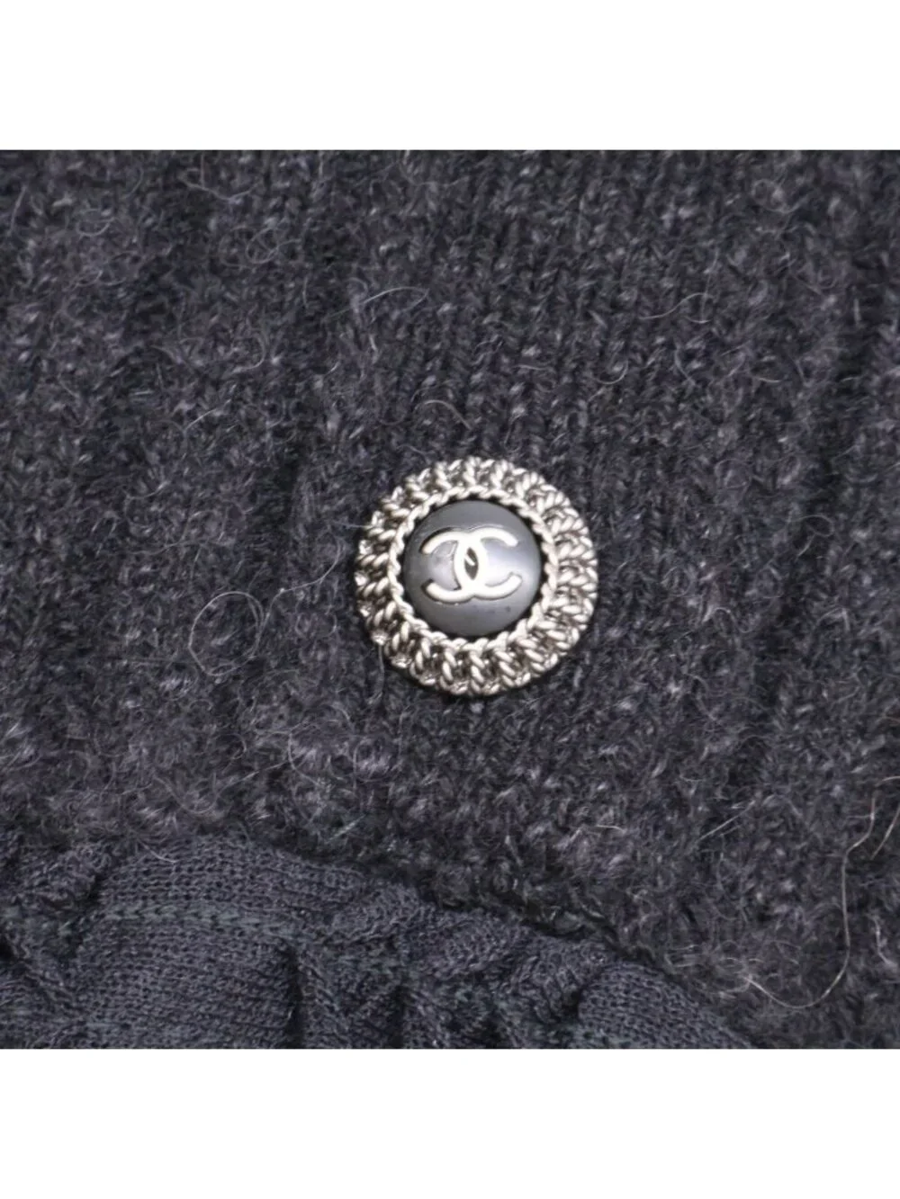 Chanel CC Button Cashmere Blend Knit Contrast 38 Sweater